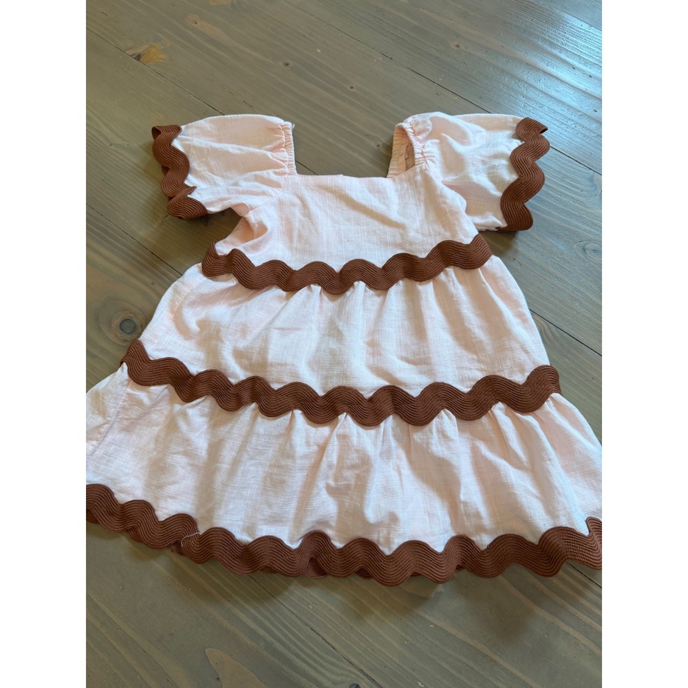 K48 Janie and Jack Pink Tiered Rickrack Dress Set 18-24 Months New NWOT
